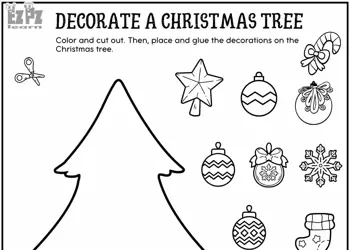 Printable Cut and Paste Decorate a Christmas Tree - Fun DIY Holiday Craft for Kids
